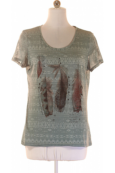 Street One Dámské tričko zelené s potiskem peří etno vzor krátký rukáv Velikost 42 | Street One | obrázek 2