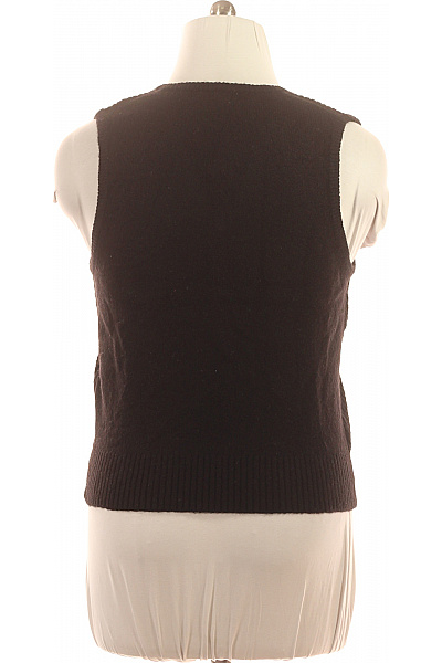 sirup Dámská krátká akrylová vesta pletená tmavě hnědá žebrovaná Vel. L | sirup | obrázek 2