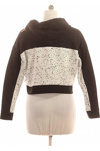 Picture Dámská bavlněná černobílá mikina s kapucí streetwear crop potiskem Vel. l | Picture | obrázek 3