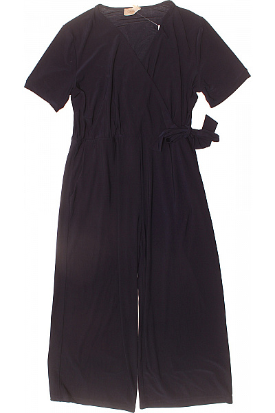 Cartoon Dámský Tmavě Modrý Overal Krátký Rukáv Zavinovací Vázání široké Nohavice Velikost 40