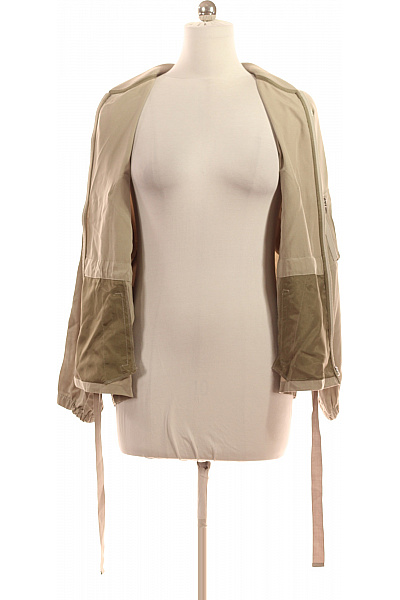 LECOMTE Dámská béžová lyocellová přechodová bunda bomber se zipem a páskem Velikost 40 | LECOMTE | obrázek 3