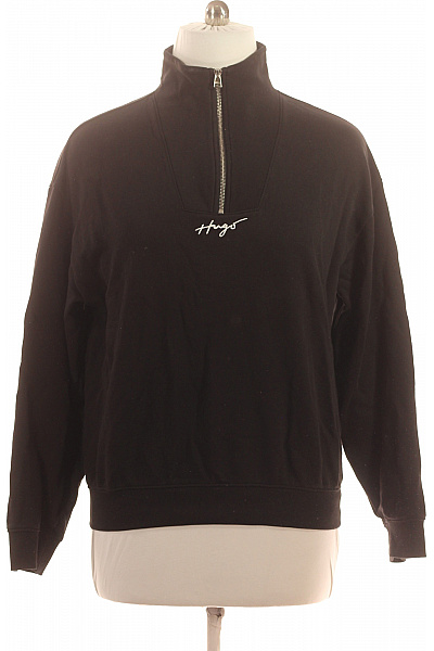 Hugo Boss Pánská Bavlněná černá Mikina Streetwear Se Stojáčkem A Výšivkou Velikost L