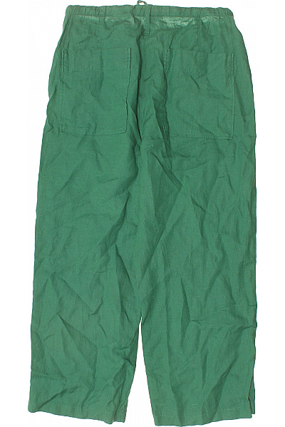 Marc O´Polo Zelené volné lněné rovné kalhoty s kapsami a gumou v pase Velikost 38 | Marc O´Polo | obrázek 3