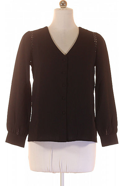 Dámská černá polyesterová košile elegantní s dlouhým rukávem a krajkou Vel. s/m | Unimoda | obrázek 2