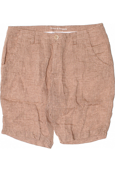 Bruuns Bazaar Pánské Lněné Kraťasy Hnědé Volné Ležérní S Kapsami Vel. 32