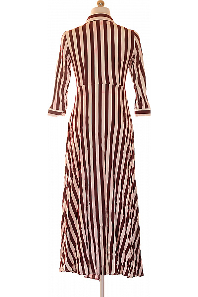 Dámské dlouhé košilové šaty svislý proužek vínové letní Vel. xs | Unimoda | obrázek 2