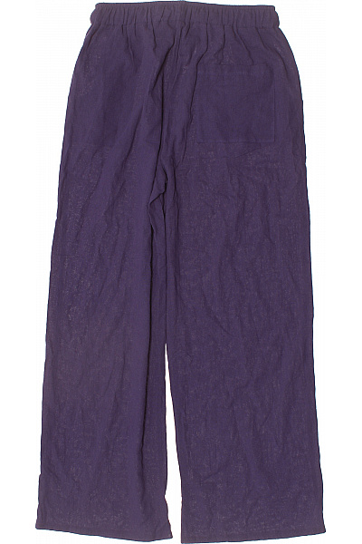 Dámské fialové lněné široké volné kalhoty s gumou v pase Velikost s | Unimoda | obrázek 3