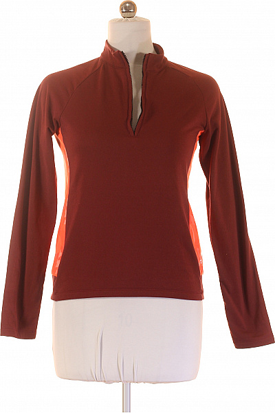 Dámská Polyesterová Mikina Hnědá Sportovní Funkční Se Zipem U Krku Velikost 38