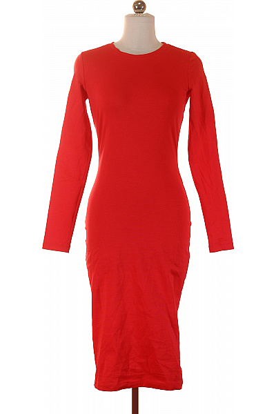VERSACE Dámské Bavlněné červené Upnuté Pouzdrové šaty S Dlouhým Rukávem Vel. DE 34