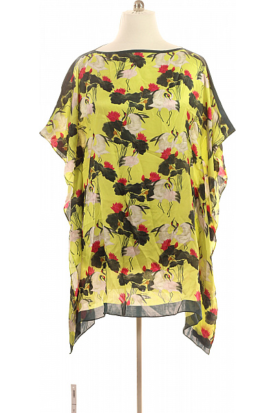 Dámské pončo žluté s potiskem ptáků a květin | Unimoda | obrázek 2