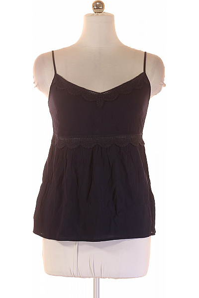 Dámské tmavé tílko špagetová ramínka krajka volánový střih Vel. 38 | Unimoda | obrázek 2