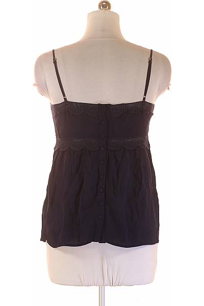 Dámské tmavé tílko špagetová ramínka krajka volánový střih Vel. 38 | Unimoda | obrázek 3