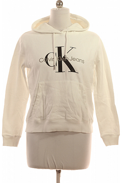 Calvin Klein Dámská Bílá Mikina S Kapucí A Klokaní Kapsou Streetwear Vel. M
