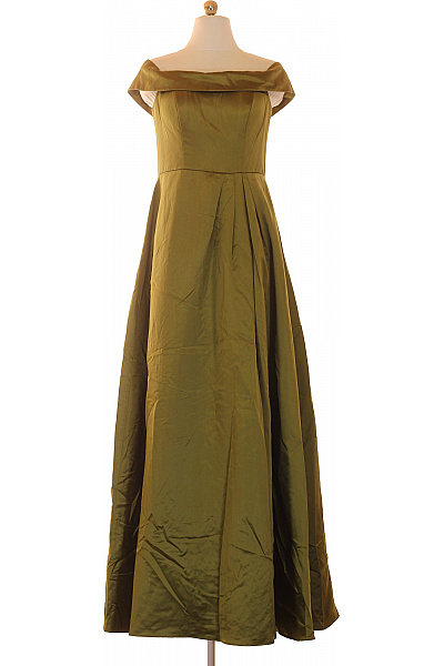 Bellice Polyesterové Dlouhé Společenské šaty S Odhalenými Rameny Khaki Saténové Elegantní Vel. 36