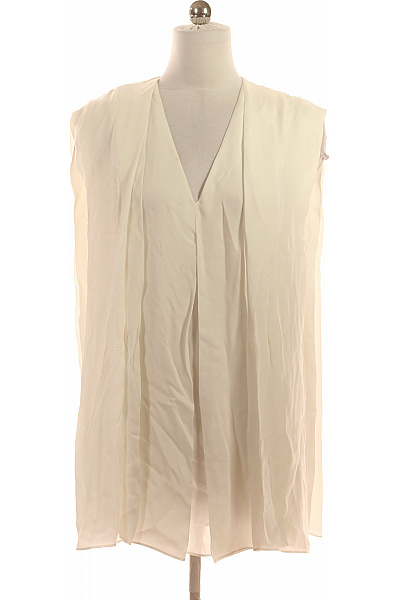 Escada Hedvábná Dámská Halenka Bez Rukávů Krémová Elegantní Volná Tuniková Velikost 38