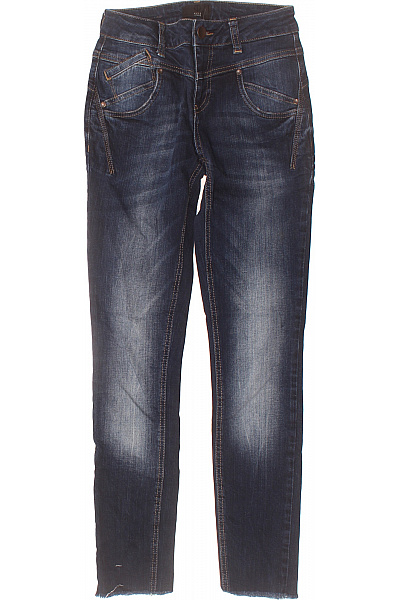 PULZ JEANS Dámské Džíny Modré Strečové úzké S Kapsami Velikost 25