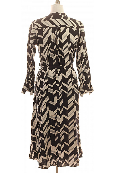 Smith & Soul Dámské černo-bílé šaty midi s dlouhým rukávem a páskem vzor Velikost M | Smith & Soul | obrázek 2