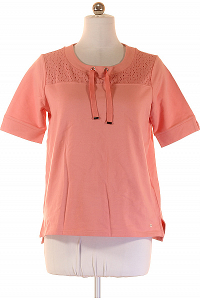 OLSEN Dámské tričko růžové s krátkým rukávem průstřihy šněrování Velikost L | OLSEN | obrázek 2