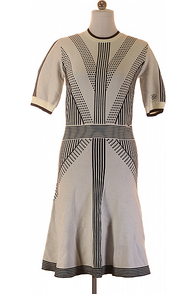 Karl Lagerfeld Dámské Pletené šaty Retro Vzor černobílé úpletové Vel. Xl