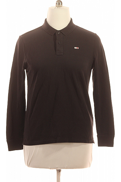TOMMY HILFIGER Pánské Polo Tričko Dlouhý Rukáv Jednobarevné Basic Černé Vel. l | TOMMY HILFIGER | obrázek 2