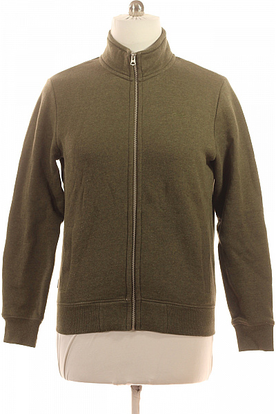 SUPERDRY Pánská Tmavě Zelená Mikina Na Zip Se Stojáčkem Bez Kapuce Velikost M