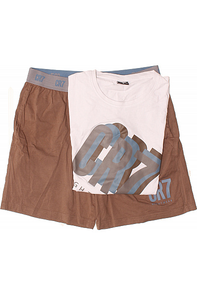 CR7 Pánské pyžamo hnědé bílé tričko s potiskem kraťasy Velikost M | CR7 | obrázek 2