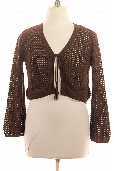 Esmara Hnědý ažurový pletený crop kardigan se zavazováním Vel. l | Esmara | obrázek 2