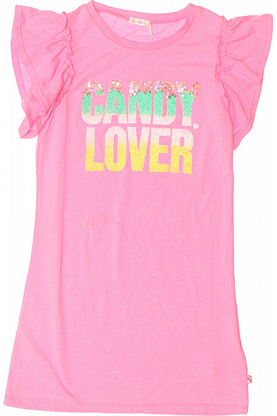 Billieblush Dívčí Růžové Šaty S Flitry Nápis Candy Lover Letní Velikost 140