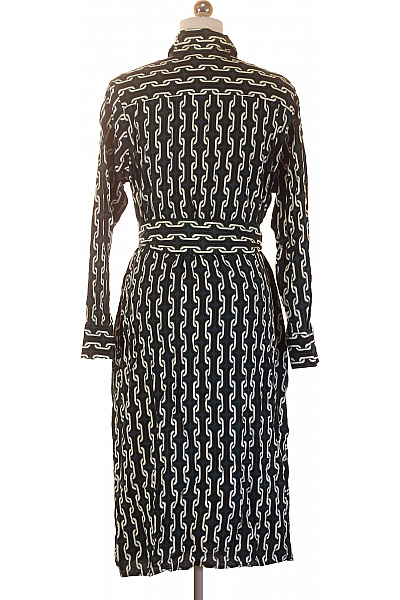 Seidensticker Viskózové košilové šaty midi černé s páskem řetěz vzor elegantní Velikost 42 | Seidensticker | obrázek 2