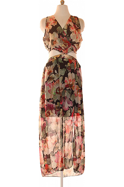 ZAUBERSTERN Dámské Maxi šaty S Výřezy Květované šifonové Sexy Letní Vel. M