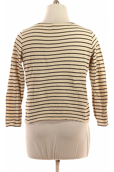 COMMA Dámské tričko béžové černé pruhované s dlouhým rukávem basic s kulatým výstřihem Vel. 44 | COMMA | obrázek 3