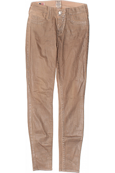 Dámské Béžové Džíny Skinny Lesklé Strečové Úzké Vel. 24