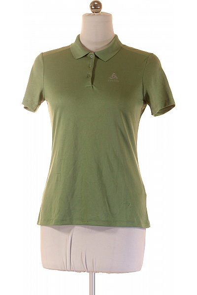 ODLO Dámské Polyesterové Sportovní Polo Tričko Krátký Rukáv Jednobarevné Zelené Velikost M