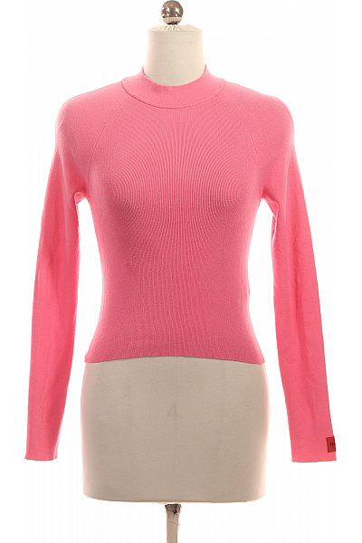 Hugo Boss Dámský Růžový žebrovaný Crop Pulovr Se Stojáčkem Vel. S
