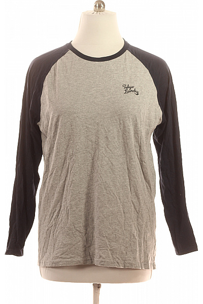 TOKYO LAUNDRY Pánské Raglánové Tričko šedé S černým Dlouhým Rukávem A Výšivkou Velikost Xxl