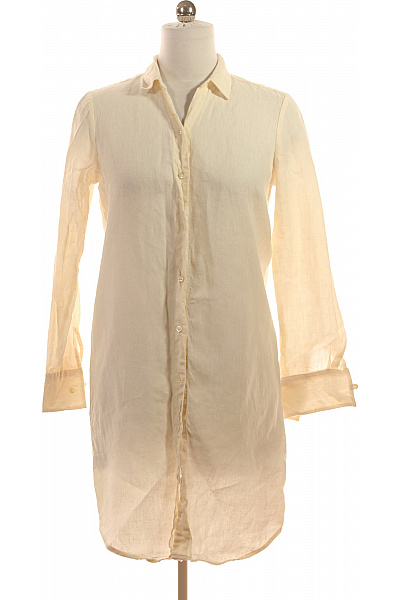 Knowledge Cotton Apparel Dámská prodloužená lněná košile krémová ležérní dlouhý rukáv Vel. xs | Knowledge Cotton Apparel | obrázek 2