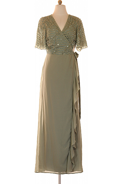 Little Mistress Zelené zavinovací společenské šaty s krátkým rukávem a flitry Velikost 38 | Little Mistress | obrázek 2