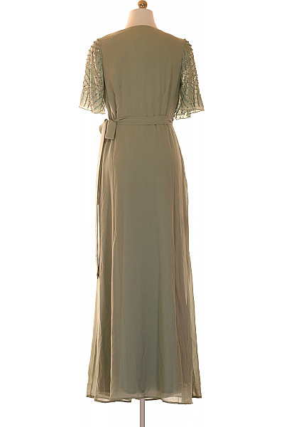 Little Mistress Zelené zavinovací společenské šaty s krátkým rukávem a flitry Velikost 38 | Little Mistress | obrázek 3