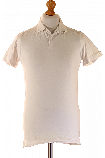 FSBN Polo Tričko Bílé Basic Krátký Rukáv Jednobarevné Bavlněné Slim Fit Vel. S