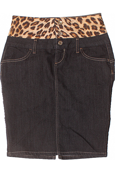 LIU JO Dámská Pouzdrová Džínová Sukně S Vysokým Pasem Leopardí Vzor Velikost XS