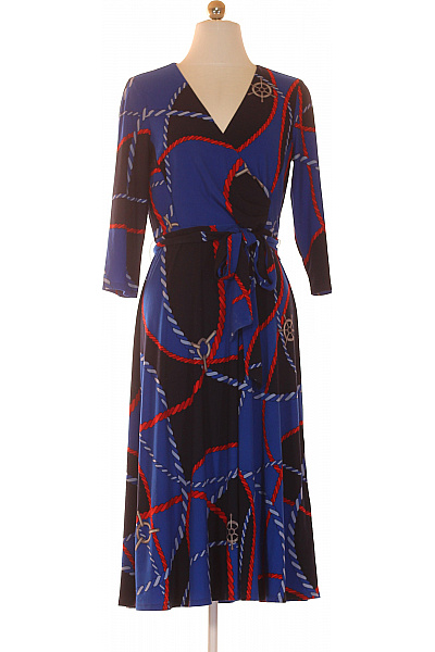 Ralph Lauren Modré Zavinovací Letní šaty S Námořnickým Vzorem Velikost S