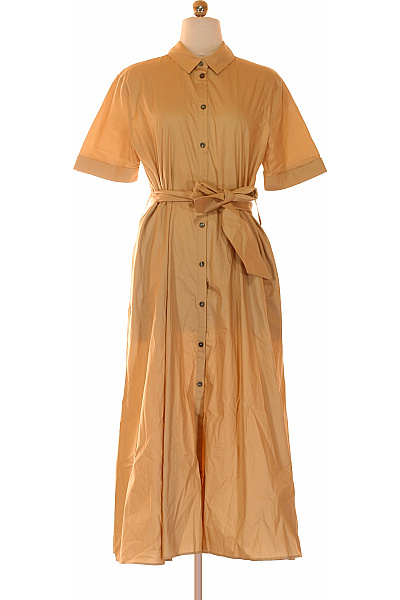 Woolrich dámské bavlněné šaty s krátkým rukávem a páskem letní košilové béžové Vel. L | Woolrich | obrázek 2