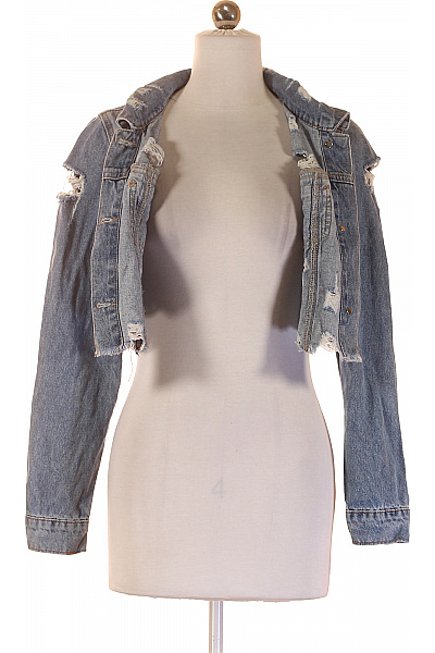 Dámská modrá denimová krátká roztrhaná bunda jarní podzimní stylová Vel. 36 | Unimoda | obrázek 3