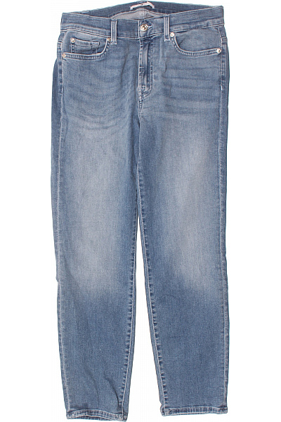 Dámské Modré Seprané Džíny Rovné Kapsy Klasické Nad Kotníky Velikost 29