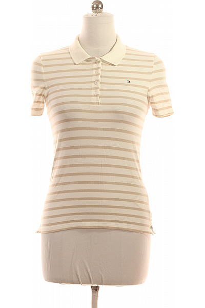 TOMMY HILFIGER Dámské Pruhované Polo Tričko S Krátkým Rukávem A Límečkem Vel. M