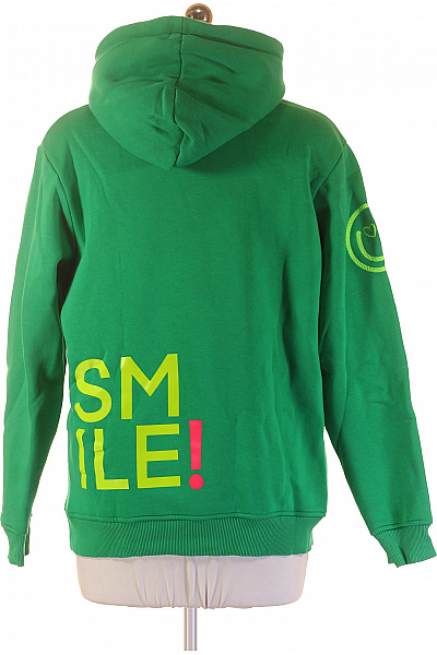 Zwillingsherz Dámská zelená bavlněná polyesterová mikina s kapucí a potiskem přes hlavu Vel. s/m | Zwillingsherz | obrázek 2