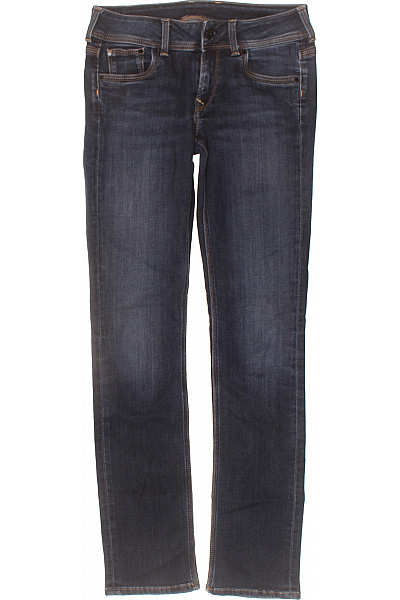 Pepe Jeans Dámské Bavlněné Tmavě Modré Džíny Rovné Strečové Klasické Kapsy Velikost 28