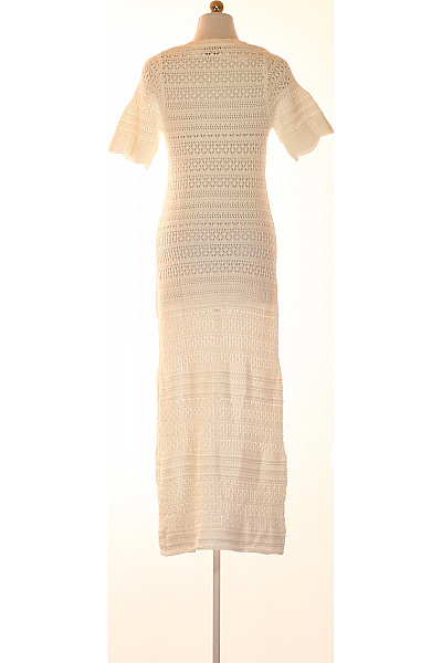 neo noir Bílé dlouhé pletené letní maxi šaty ažurové boho Vel. XS | neo noir | obrázek 3