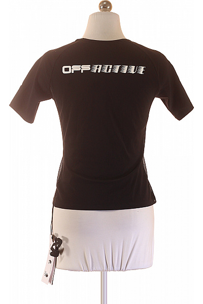 OFF-WHITE Dámské černé sportovní tričko s krátkým rukávem a nápisem Vel. L | OFF-WHITE | obrázek 3