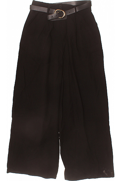 Dámské černé bavlněné široké volné kalhoty s páskem elegantní Velikost L | Unimoda | obrázek 2